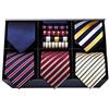 HISDERN Set 5 PCS Cravatta Uomo - Tinta Unita, Pois, Quadri, Righe - Fazzoletto Incluso - Per Festa e Matrimonio