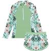 SEAUR Rashguard - Costume da bagno da bambina, 1/2 zip, 2 pezzi, protezione solare, costume da bagno per bambini, a maniche lunghe, 130-160