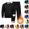 Generico Tuta Pile Da Uomo Invernale 2 Pezzi Completo Sportivo Da Uomo Senza Cappuccio Maniche Lunghe Felpa In Pile E Pantaloni Termici Set Comodo Inverno Caldo Jogging Tute Intimo Termico Invernale Completo