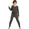 LAPASA Set Termico Intimo Bambino Caldo Leggero Strato Base Maglia a Maniche Lunghe e Pantaloni B03 Mimetico Verde 5-6 Anni