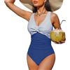 LOKLNEYK Costume Intero Donna - Costumi da Bagno Donna Curvy Bohemian Sexy Beachwear Trikini Contenitivi Elasticizzati One Piece Comode Elastico Taglie Forti Leggero Mare 2#Cielo Blu M