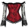 Josamogre Corsetto Bustino Rosso Sposa Pizzo Elegante Donna Manica Lunga Burlesque Halloween Sexy Top Rosso XL