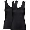 BODYPERFECT Canotta Donna Intimo Lana 50% Spalla Larga Top Donna Camiciola Magliette Intime Donna Set 2 Pezzi Made in Italy (Nero, X-Large)