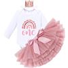 FYMNSI Set da 3 pezzi Boho Rainbow per il primo compleanno di una bambina, Cake Smash, Foto, Pagliaccetto, Gonna Tutù, Copricapo, 1 Year