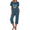 Ekouaer Pigiama Set Estate Donne Due Pezzi Manica Corta Top 3/4 Pantaloni, S-XXL