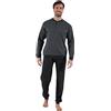 Leo Corsetteria Pigiama Lungo Uomo 100% Caldo Cotone Serafino con Bottoni Taschino e Polsini. Grigio Taglia XL FBA