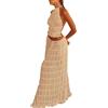 babao Donna Gonna Lunga da Donna in Chiffon con Scollo all'Americana Canotta con Volant in 2 Pezzi gonne Lunghe fluide