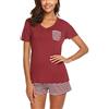 Uni-Wert Donna Pigiama Due Pezzi Cotone, Pigiami Donna, Set Pigiama Donna, Pigiama 2 Pezzi Camicia da Notte per Donna