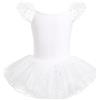 HIPPOSEUS Ragazza Vestito da Balletto Tutu Body Danza Bambina Classica Balletto Abito Manica Corta,Y-04WDM-Paillettes Bianco,6-8anni