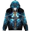 GLUDEAR Felpa con Cappuccio Unisex con Stampa Digitale 3D realistica e Zip Intera, Croce Drago, XX-Large