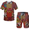 Foweknow Vestito estivo da uomo africano Dashiki Middle Tshirt Set di pantaloncini sciolti Dubai Arab Abbigliamento Abiti Vintage Casual Tuta Sportiva Tribale Stile Etnico Tuta Tempo Libero Due Pezzi