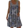 Generisch Vestito estivo midi con stampa in pizzo senza maniche, a linea A, vestito da spiaggia con scollo rotondo, lunghezza al ginocchio, T-shirt da donna, grigio., 3XL
