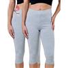 SES Leggings Capri da donna, confezione da 2 pezzi, taglie da 32 a 34 fino a 56 - 58, opachi, leggings da donna elasticizzati a 3/4, in cotone/da donna con vestibilità perfetta, grigio mélange, 54-56