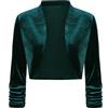 LADI TREND Coprispalle da donna aperto sul davanti, bolero cardigan in velluto coprispalle corto cardigan increspato manica a 3/4 coprente