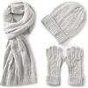 Villand 3 Pezzi Cappelli Sciarpa con Guanti Touchscreen per Uomini e Donne, Set Unisex per il Freddo con Foderato in Pile e Borsa Regalo (Grigio)