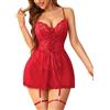 RSLOVE Lingerie sexy da donna, camicia in pizzo Babydoll con giarrettiere