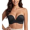 Lemorosy Reggiseno Donna Senza Spalline Push Up Imbottite(Nero,5D)