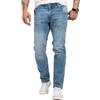 Lorenzo Loren Jeans da uomo effetto usato, con vestibilità regolare, larghezza da 72-112 cm e lunghezza da 76-97 cm