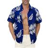 Gavliuu - Camicia hawaiana da uomo, con bottoni a maniche corte, stampate a fiori, stile casual, XL