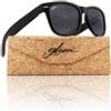 glozzi Occhiali da Sole Legno per Uomo e Donna con Lenti Polarizzate UV400 Aste in Legno e Custodia in Sughero