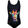Aquarti Costume Piscina Bambina Intero con Stampa - Resistente, Confortevole e alla Moda, Giraffa Colorata/Nero, 146