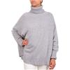 Marenza Poncho Misto Cashmere Kimono Collo Anello Donna Made in Italy Doppio Filo Manica Lunga Lana Merino Cachemire Mantella Taglia Unica Regalo Abbigliamento Inverno Coprispalle (Grigio)