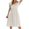RYTEJFES Vestiti Estivi Donna Abiti Estivi Donna Abiti Curvy Vestito Arancione Eleganti di Cotone A Fiori Vestitino Estivo Vestitini in Pizzo Sangallo Boho Chic Elegante Maniche Corte Scollato Bianco 3XL