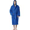 Arus Accappatoio da uomo con cappuccio, lunghezza al polpaccio, 100% cotone spugna, Blu Reale, L-XL