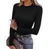 Totatuit Maglietta Donna Maniche Lunghe T-Shirt Elegante Top a Collo Alto Lupetto Casual Maglia Sexy Slim Fit Basic Solido Tee