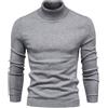 PODOLIXIA Maglione a collo alto, da uomo, elegante, lavorato a maglia, da lavoro, in tinta unita, con colletto alto, a maniche lunghe, colletto alto, maglione invernale, grigio., S