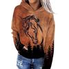 Generic Felpa con Cappuccio da Donna a Maniche Lunghe con Cavallo e Stampata Felpe Donna con Zip Primaverili Felpa Felpata Zip (Orange, S)
