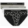 Emporio Armani Cotton Pure Cotton 3-Pack Brief, Slip Uomo, Multicolore (White-Printed Black-Stone), M