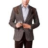 RAJEGAR Giacca sportiva da uomo in tweed misto lana a spina di pesce con toppa su spalle e gomiti, stile retrò, casual, slim, Caff, XL