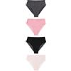 NEXT Donne Confezione da 4 Slip a Vita Alta sgambati in Pizzo Stampa Cuore Nero/Rosa 42