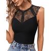 JYIXXZX Body in Pizzo da Donna Sexy Senza Maniche Bodysuit Elegante Girocollo Aderente Camicie T-Shirt Elasticizzato Jumpsuits Top Body Perizoma Sottogiacca per Uscire Clubwear