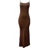 OOHOKAY Abito Lungo da Donna in Stile Sensuale e Casual con Spalline Sottili, Abito Maxi Jersey Elegante Senza Maniche, Stile Senza Schienale, Vestibilità Aderente Marrone-1 XS