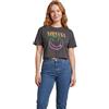 Nirvana T-shirt corta grigia da donna a maniche corte | Top corto grafico con logo arcobaleno | Abbigliamento vintage Grunge Band | Regalo merce musicale da donna