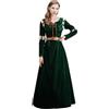 Générique Vestito da Principessa Coraggioso per le Donne Abito del Personaggio Merida Costume Medievale Rinascimento per Halloween Vestito Verde Regina Corte Costume Stile Reale Britannico