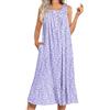 Ekouaer Camicia da Notte Donna Lunga Senza Maniche con Tasche, Morbida Camicia da Notte da Donna, Viola (Motivo Floreale), XL, Viola (Motivo Floreale), XL
