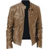 OHXSM Giacca in pelle da uomo con colletto rialzato Giacca da moto in ecopelle casual con tasche con cerniera Giacche in pelle casual da uomo Giacche Giacca da uomo leggera Giacca autunno inverno con tasche