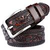PACDE Cintura Western in Vera Pelle di Mucca Jeans con Fiore in Stile Retro Uomo, Caff, 110