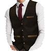 Yiaisafa Gilet da uomo in tweed per abito da caccia a spina di pesce, stile vintage retrò in lana da matrimonio da sposo S-3XL, caffè, XXL