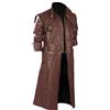 Aksah Fashion Devil Cry 5 Game Dante Trench Coat | Cappotto lungo in pelle bordeaux da uomo, similpelle., L