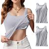 HEONSATI Canotta Cotone Con Reggiseno Incorporato Canotta Scollo a V Donna Sportiva Push Up Imbottita Top Shirt Cotone Ampia Comoda E Traspirante Tank Top Senza Cuciture Spalla Larga Estiva Jogging Fitness