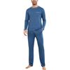 Litherday Pigiama Uomo Invernale Cotone Lungo Pigiami Due Pezzi da Uomo Manica Lunghe e Pantaloni con Tasche Morbido Loungewear