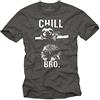 MAKAYA Maglietta Chill Bro - T-Shirt Swag Uomo Bradipo Grigio M