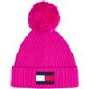 Tommy Hilfiger Berretto Big Flag Beanie Pom Pom Hot Magenta Rosa