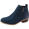 Generisch Stivali in pelle da donna eleganti con tacco, stivaletti da donna Chelsea, comodi stivali da equitazione, imbottiti, caldi, con chiusura lampo laterale, da donna, leggeri, stile retrò, Blu, 41 EU