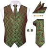 YourTies Gilet da uomo in seta jacquard floreale cachemire set 5 pezzi | Gilet con scollo a V e colletto a scialle, gemelli quadrati con tasca per cravatta, set di fermacravatta, formale, casual