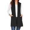 EFOFEI Donna Gilet Lungo Leggero Tasca Colore Solido Cardigan Casual Senza Maniche Giacca Spolverino Nero XXL